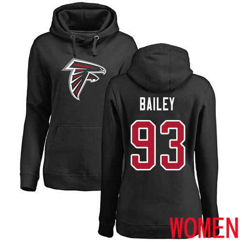 Atlanta Falcons Black Women Allen Bailey Name And Number Logo NFL Football #93 Pullover Hoodie Sweatshirts